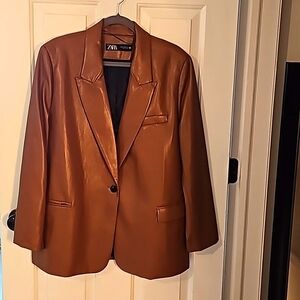 ZARA Vegan Leather Blazer/Jacket NWOT